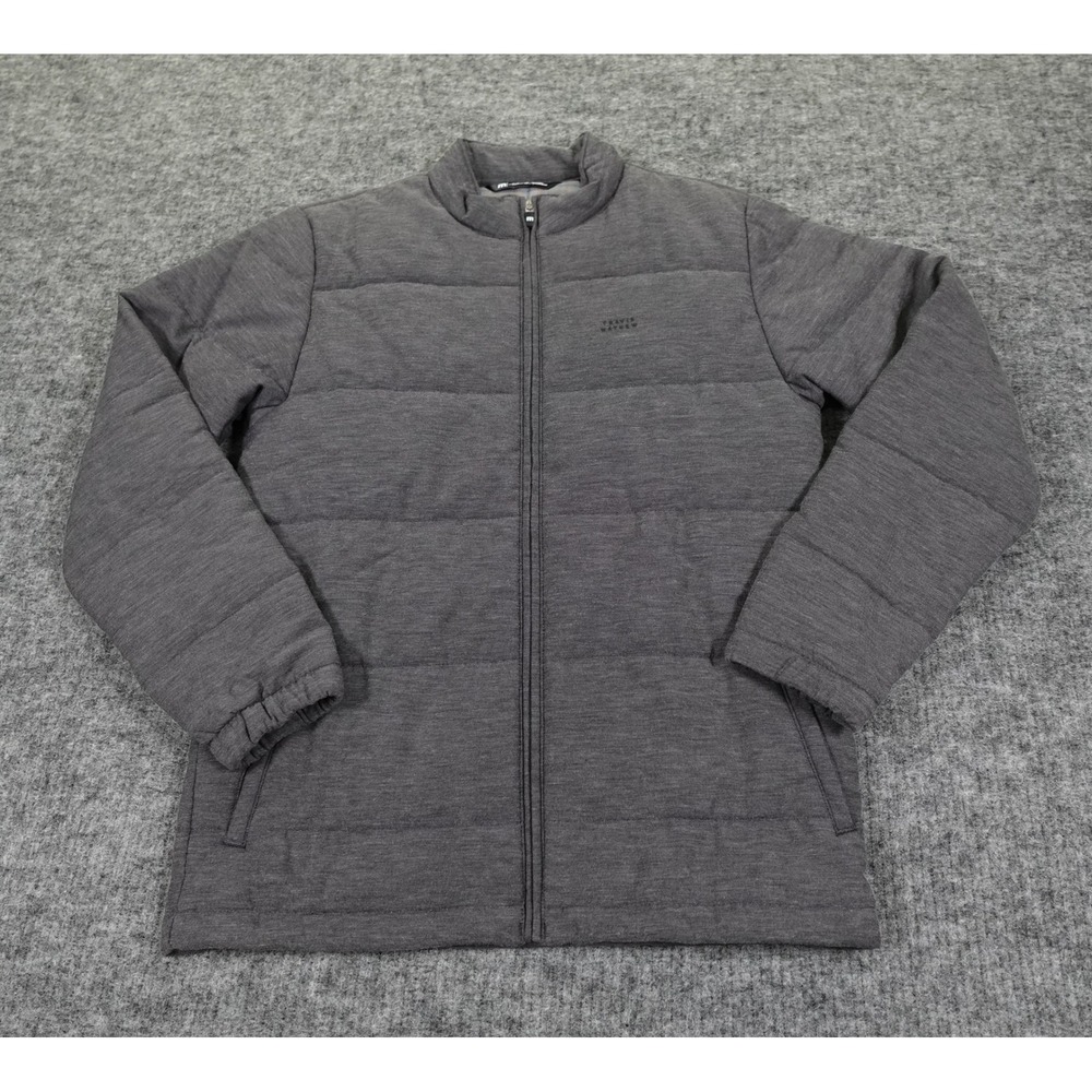 TravisMathew Climate Drop Puffer Jacket Mens Small Gray Full Zip Insulated Golf